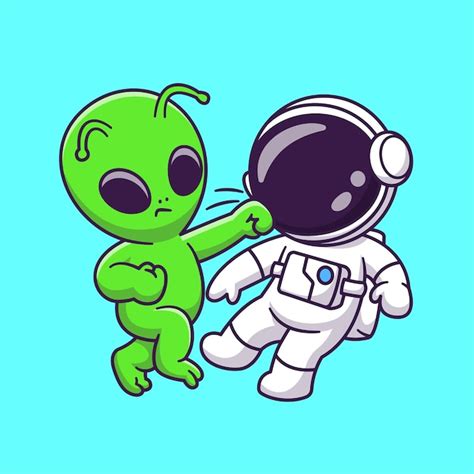 Premium Vector | Cute alien hit astronaut cartoon vector icon ...