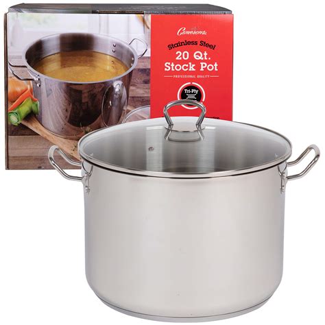 20 Quart Stockpot- 18/10 Premium Quality Tri-Ply Stainless Steel Stock ...