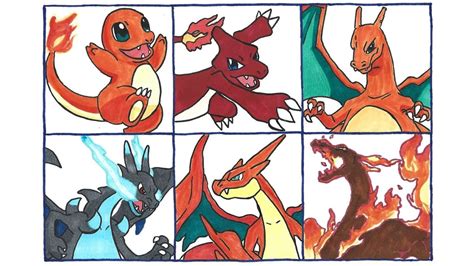 Drawing All Charmander Evolutions - YouTube