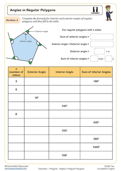 Angles in Regular Polygons Free Worksheet | Printable Maths Worksheets