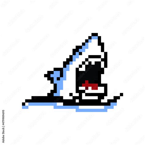 vector shark pixel art blue flat logo Stock Vector | Adobe Stock