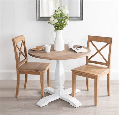 cute small farmhouse round dining room table whitewash pedestal base ...