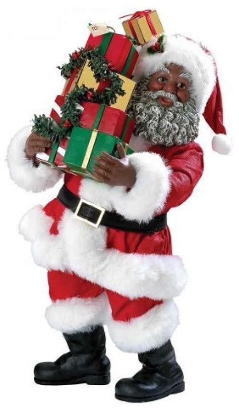 African American Santa Figurine With Gift Packages 10-Inch Christmas ...