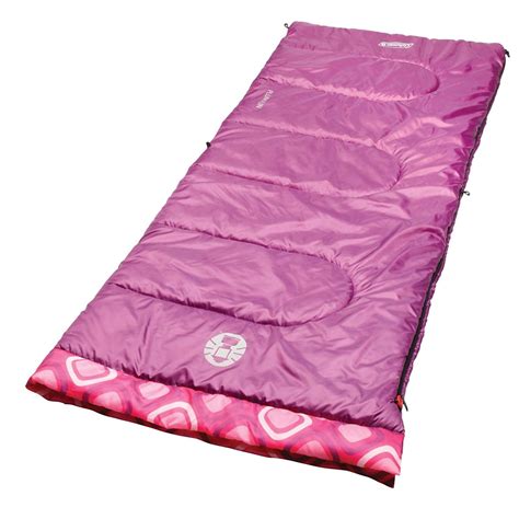 Coleman Girls Youth Rectangle Plum Fun 45 Degree Sleeping Bag , Pink And White Dots (New without ...