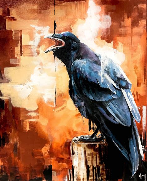 Raven 39. Acrylics on canvas. 50x60cm. Sold. | Akvarel