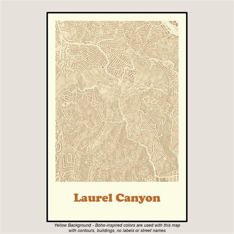 Laurel Canyon Topographic Poster Map Boho Style Wall Art - Etsy