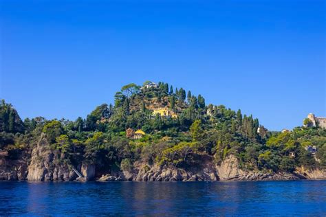 Old Medieval Castle, Located on a Hill Near Harbor of Portofino Town ...