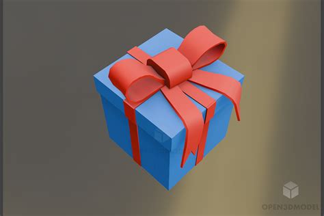 Cartoon Gift Box With Bow Free 3d Model - .Blend, .C4d, .Dae, .Fbx, .Max - Open3dModel