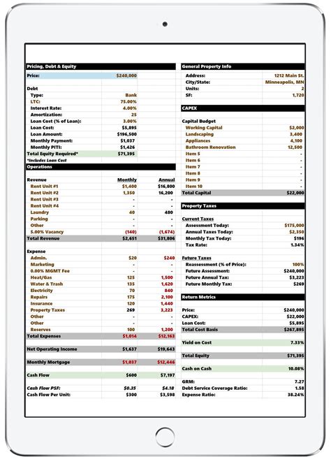 Rental Property Analysis Excel Template — Tactica Real Estate Solutions