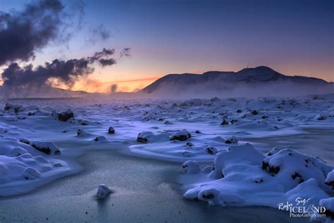 Iceland Winter Twilight landscape │ Blue Lagoon in Ice