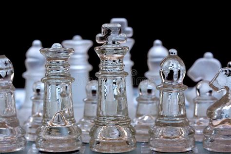 Glass Chess Pieces, Lined Up Stock Photo - Image of piece, checkerboard: 129619540