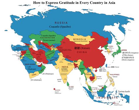 How to Express Gratitude in Every Country in Asia : MapPorn