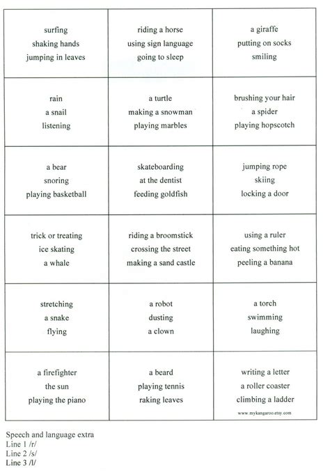 Printable Charades List