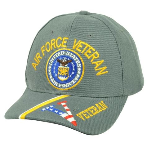 United States Air Force Veteran Vet Gray Adjustable Hat Cap Military Striped - Walmart.com ...
