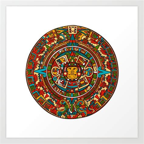 Aztec Mythology Calendar Art Print by kingFUTURE | Society6