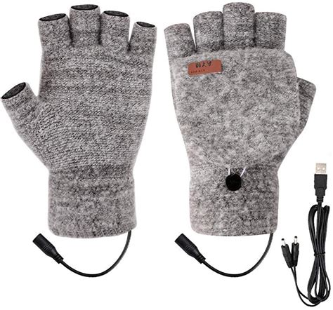 Amazon.com: Unisex USB Heated Gloves,Winter Full & Half Fingers Warmer Laptop Gloves for indoor ...