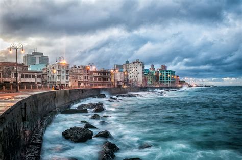 Along the Malecon, Havana Cuba - Evening light along the Malecon in ...