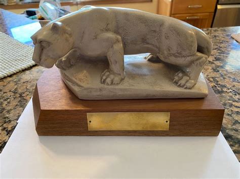 PENN STATE NITTANY LION REPLICA STATUE BY ARTIST H. WARNEKE-WOODEN BASE ...