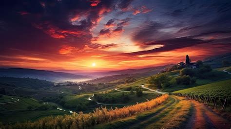 Premium AI Image | sunset over a mountain road