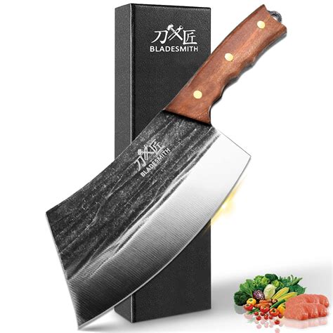 Buy BLADESMITH Meat Cleaver , Forged Butcher with Lightweight and Effortless Design, Full Tang ...