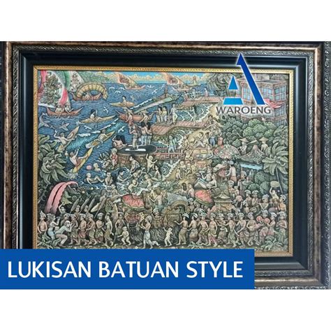 Jual Lukisan Pemandangan Bali Asli Batuan Style [ORI] Bukan Print | Shopee Indonesia