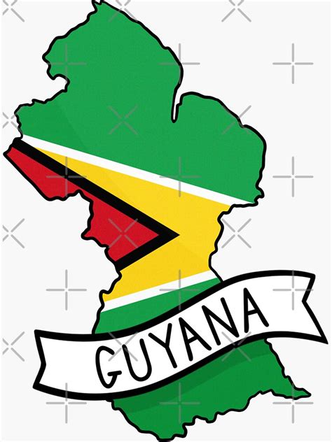 "Guyana Flag Map Sticker" Sticker by Drawingvild | Redbubble