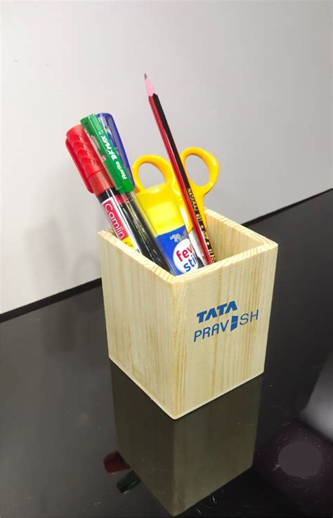 Wood Pen Pencil Holder Container Stationery Case Office Desktop Organizer Storage Case ...