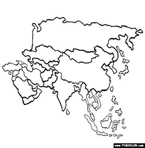 Asia Map Coloring Page