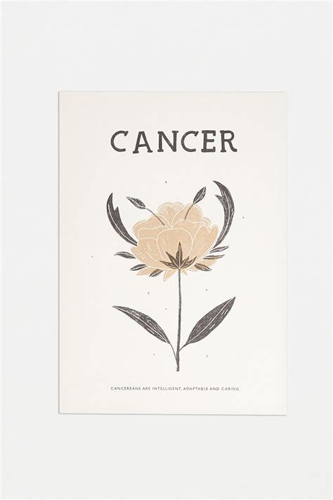 Cancer Zodiac Flower Wall Art Print | Urban Outfitters UK