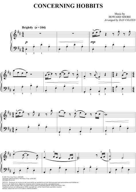 Concerning Hobbits | Sheet music, Violin sheet music, Piano sheet music