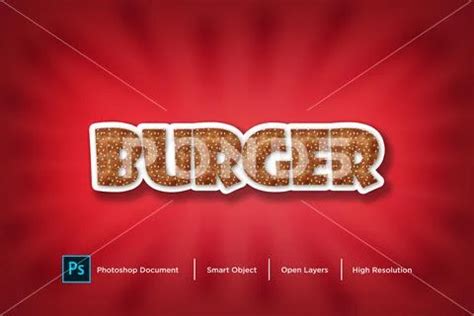 Burger text effect Design Photoshop Layer Style ~ PSD Template #196157134