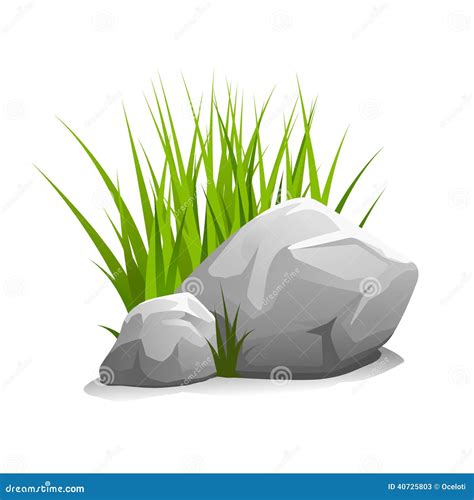 Stones With Grass Stock Vector - Image: 40725803