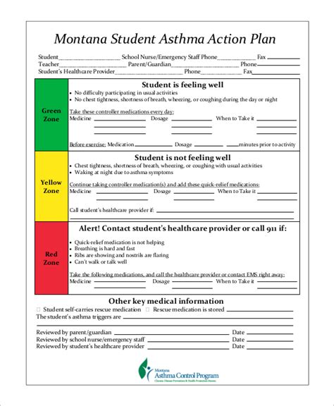 FREE 9+ Sample Asthma Action Plan Templates in MS Word | PDF