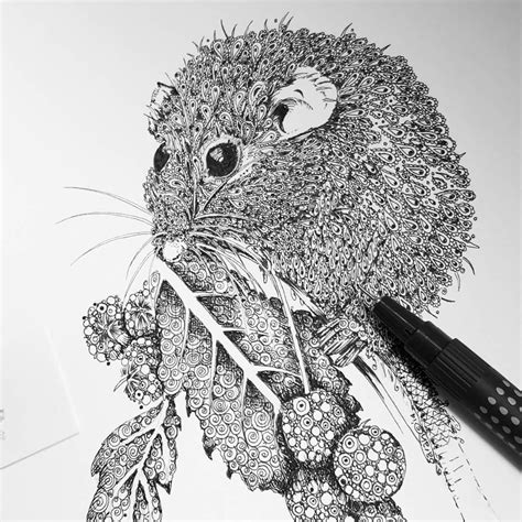 Close up detail of my Dormouse Illustration #detailedart #pattern # ...