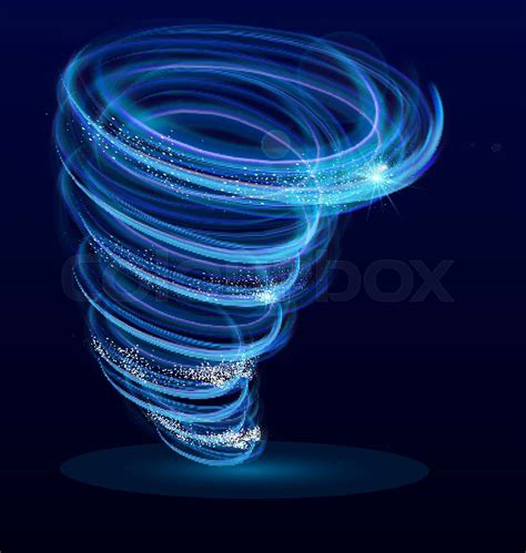 Vector illustration of shining illuminated whirlwind, swirl, glowing ...