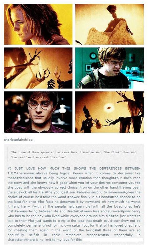 Why each member of the Trio's choice of Deathly Hallow is important to their characterization ...