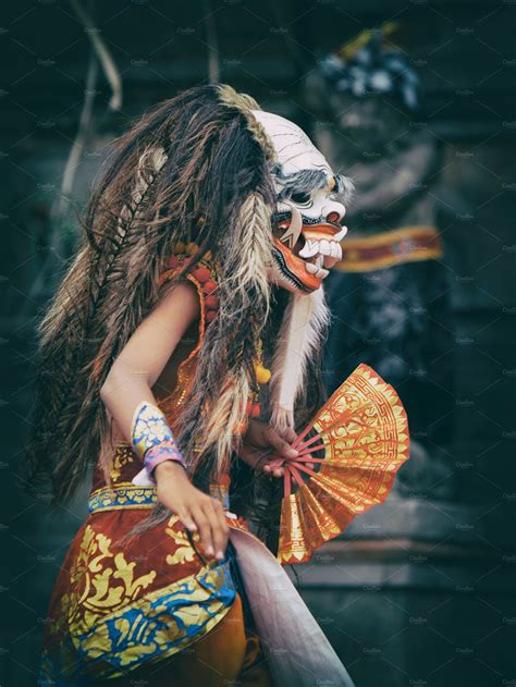 Dancer in traditional balinese mask containing bali, indonesia, and culture | High-Quality Arts ...