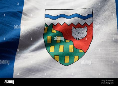 Closeup of Ruffled Northwest Territories Flag, Northwest Territories ...