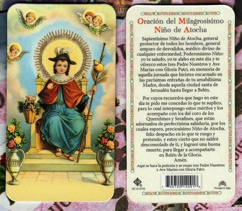 Prayer Card Oracion Del Milagrosisimo Nino De Atocha