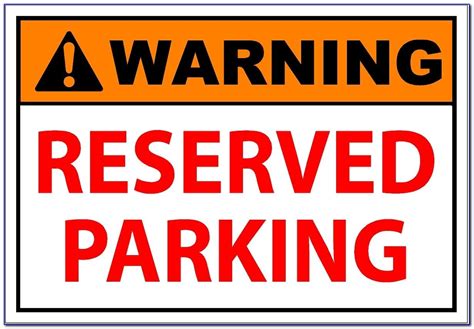 Free Printable Reserved Parking Sign Template