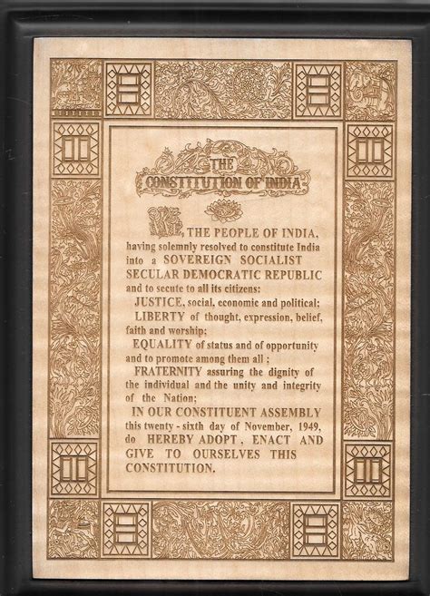 Preamble to the Constitution of India - Wooden Plaque - 5.5"×8" inches ...