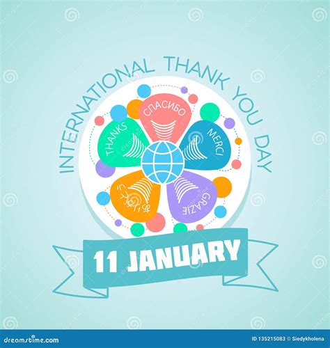 11 January International Thank You Day Stock Illustration - Illustration of funny, holiday ...