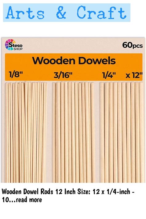 Wooden Dowel Rods for Craft - 60 pcs Round Wood Dowels 12 inch in ...