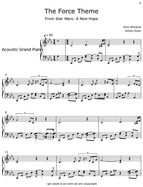 The Force Theme - Sheet music for Piano