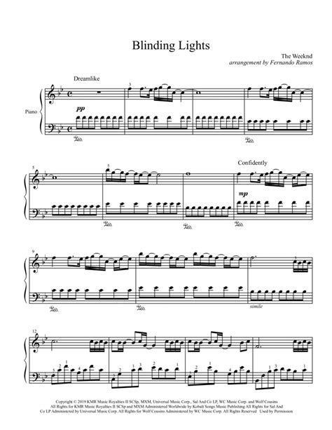 Blinding Lights (arr. Fernando Ramos) Sheet Music | The Weeknd | Piano Solo