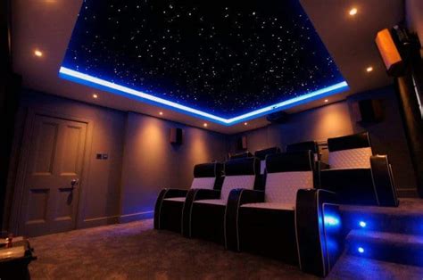 Top 40 Best Home Theater Lighting Ideas - Illuminated Ceilings and Walls