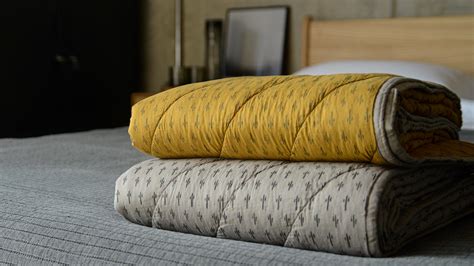 Reversible Quilted Throws | Grey or Turmeric | Natural Bed Company