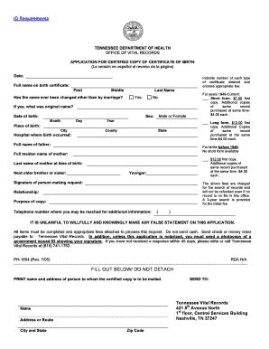 Tennessee Birth Certificate Application 2019-2024 Form - Fill Out and Sign Printable PDF ...