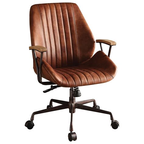 Acme Furniture Hamilton Industrial Leather Office Chair with Adjustable ...