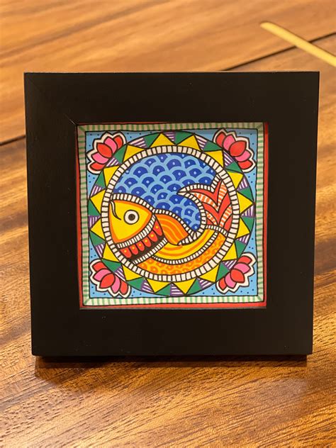 Miniature Madhubani Painting Madhubani Artwork 4x4 Inches - Etsy